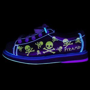 New Pyramid Youth Skull Green/Black Glow Bowling Shoes Size 11